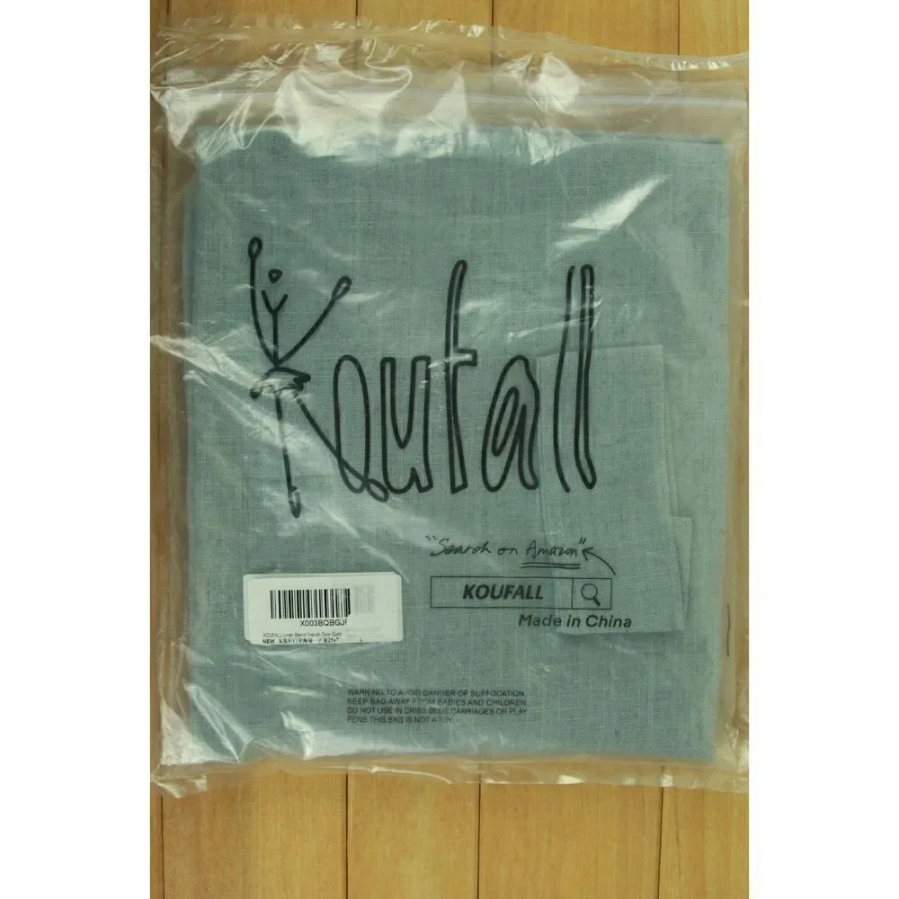 Kaufall Linen Blend French Door Curtain Sea Green Semi Sheer 25